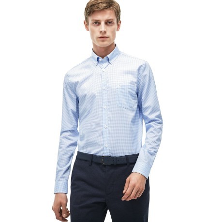 Man shirt Checkered blue white front
