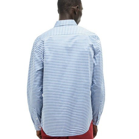T-shirt Mann-Mini-Karo blau-weiß gegenüber