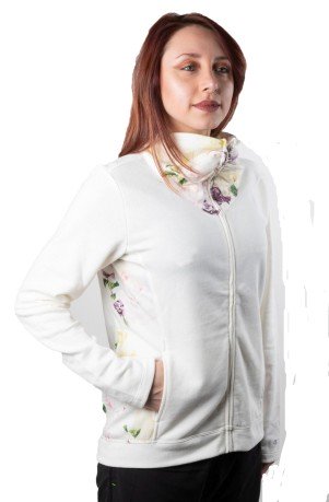 Sweat-shirt Femme Full Zip Printemps avant blanc fantaisie