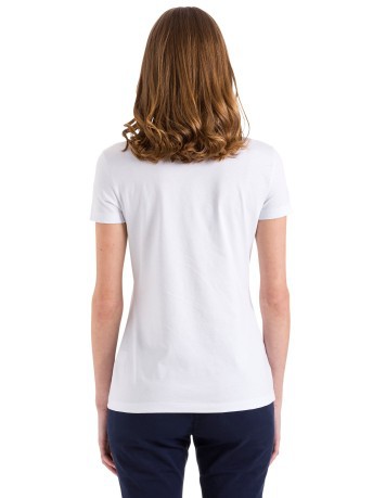 Damen T-Shirt Logo vor weiß