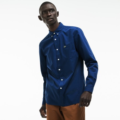 T-shirt Mann-Mini-Karo blau-weiß gegenüber